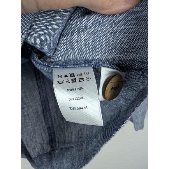 Kenar Blazer Womens Small Blue Linen Two Button Jacket - Picture 6 of 8